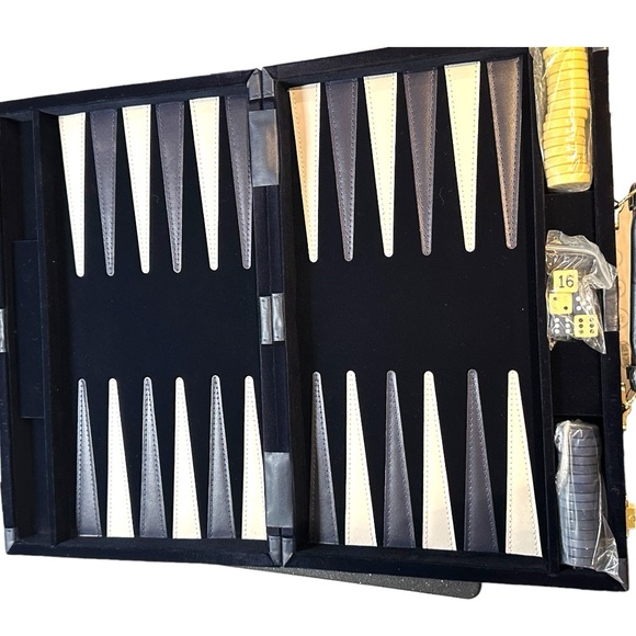 Deluxe Backgammon Set - Board Game (Blue - 15” x 10”) - Picture 8 of 13